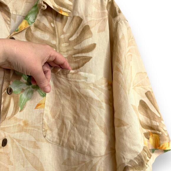 Caribbean Joe 100% Linen Hawaiian Print Short Sleeve Button Up Men's XXL - Picture 5 of 8